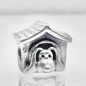Rare Retired Pandora 925 Sterling Silver Dog House Red Heart Charm 790592EN27